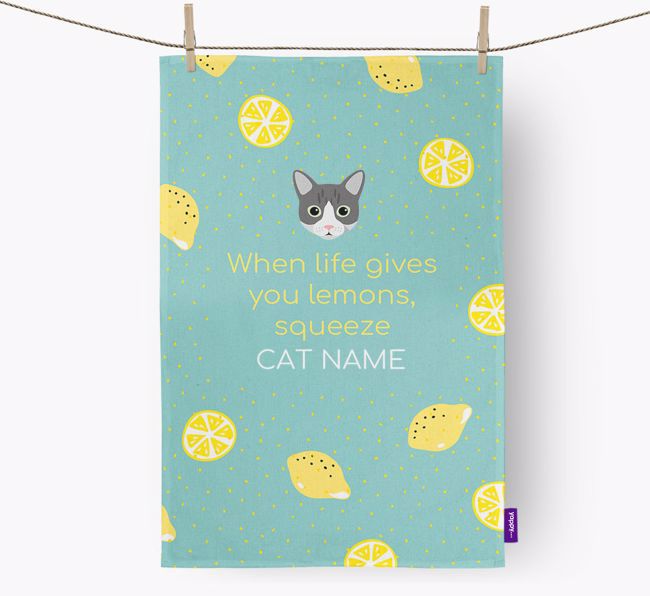 'When Life Gives You Lemons' - Personalised {breedFullName} Tea Towel